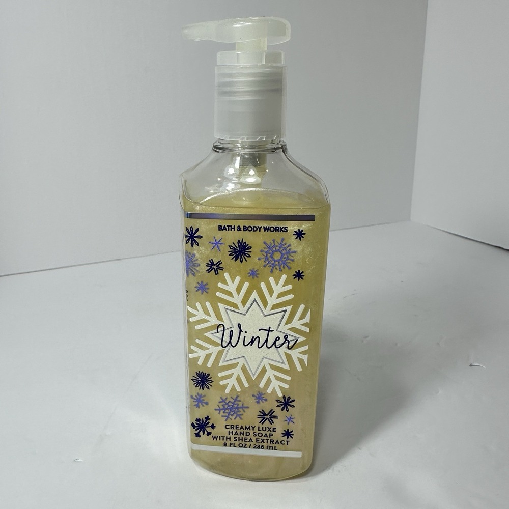 Bath & Body Works Winter Creamy Luxe Hand Soap 8 oz Shea Extract Blue Snowflake